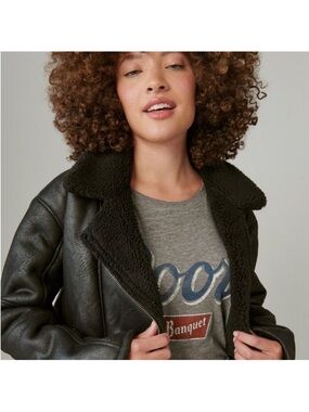 Lucky Brand Faux Shearling Moto Jacket